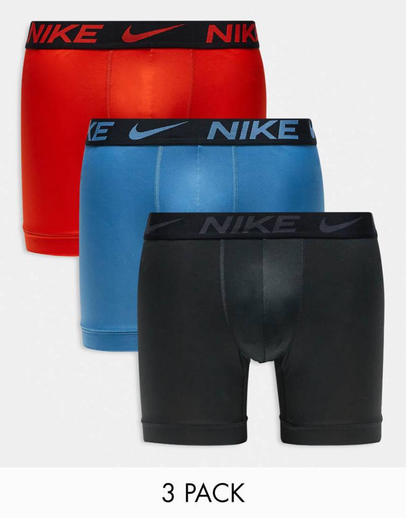 Nike - Essential - 3er-Pack Boxershorts aus Mikrofaser in Orange/Blau/Grau-Bunt von Nike
