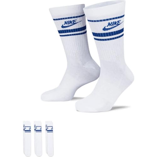 Nike Essential Crew Socks Socken 3er Pack (DE/NL/SE/PL, Numerisch, 39, 42, Regular, Regular, white/blue) von Nike