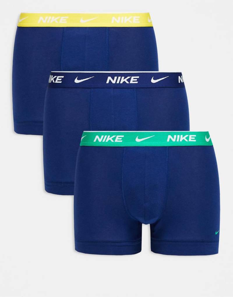 Nike - Everyday - 3er-Pack Unterhosen in Blau mit Bund in Blau, Gelb und Grün von Nike