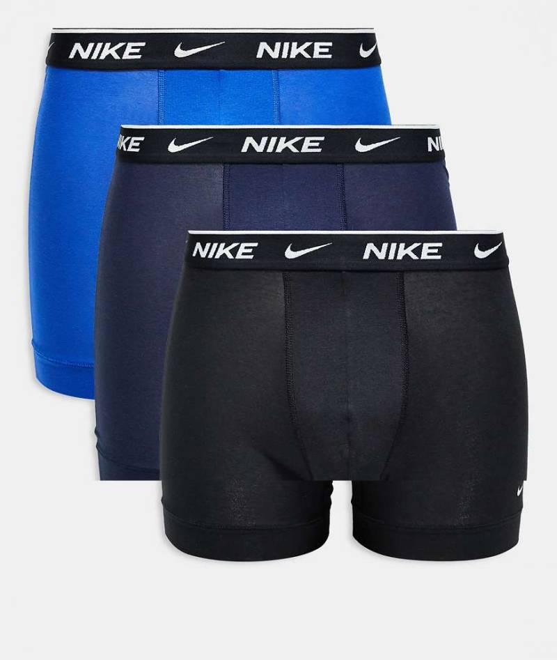 Nike - Everyday Cotton - 3er-Pack Stretch-Boxer-Slips in Schwarz und Blau von Nike