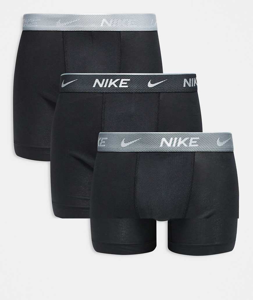 Nike - Everyday Cotton - 3er-Pack Stretch-Boxer-Slips mit farbigem Bund in Grau/Schwarz von Nike