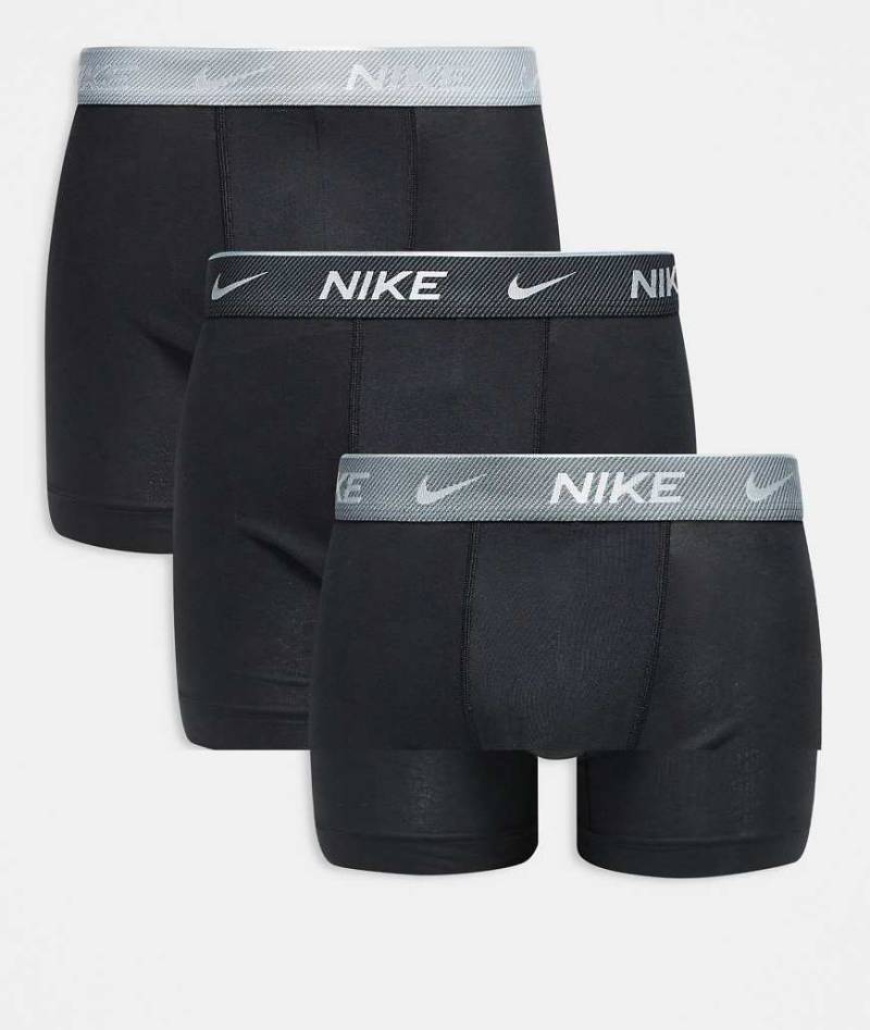 Nike - Everyday Cotton - 3er-Pack Stretch-Boxer-Slips mit farbigem Bund in Grau/Schwarz von Nike