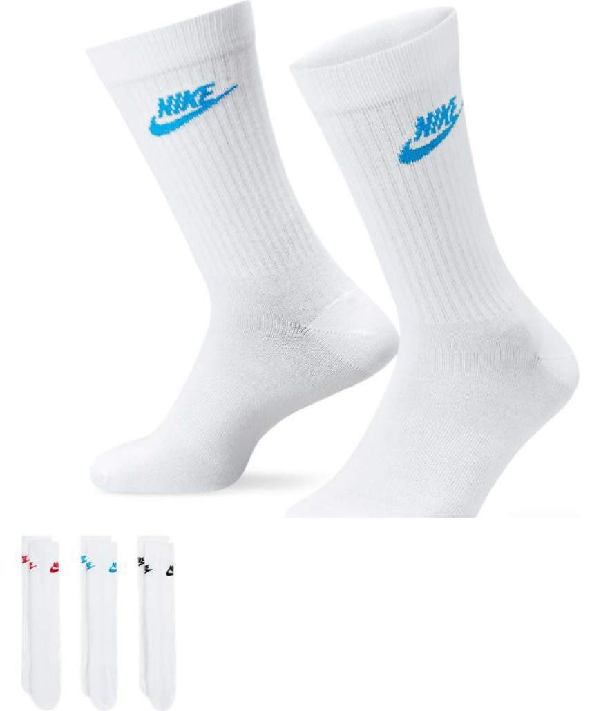 Nike - Everyday Essential - Socken im 3er-Pack in Weiß mit buntfarbigem Logo von Nike