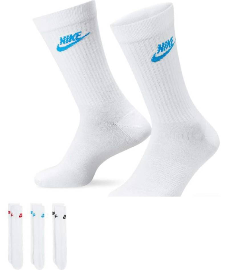 Nike - Everyday Essential - Socken im 3er-Pack in Weiß mit buntfarbigem Logo von Nike