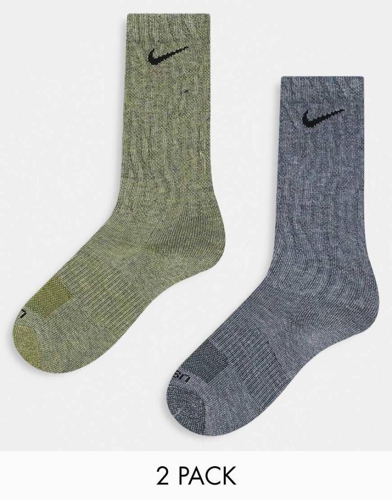 Nike - Everyday Plus Cushioned - 2er-Pack Socken in Khaki und Grau-Bunt von Nike