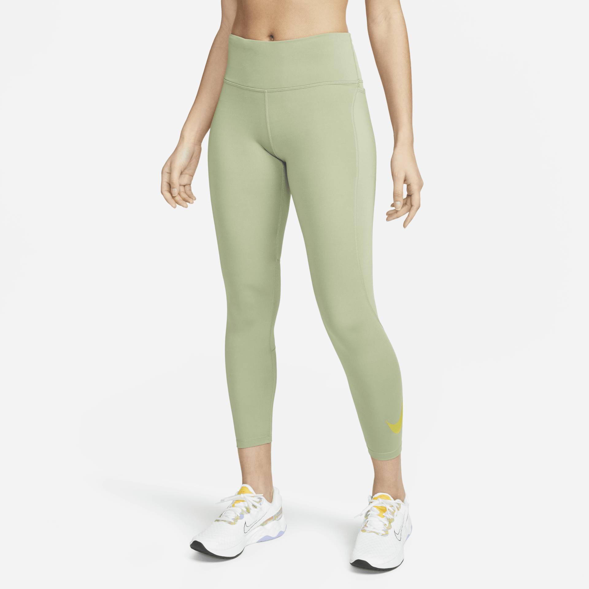 Nike Fast 7/8-Lauf-Leggings mit mittelhohem Bund und Taschen für Damen - Grün von Nike