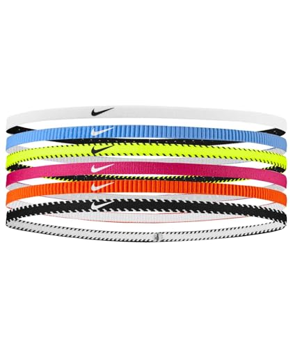 Nike Flex Classic Slim Headbands 6 Stück dünne elastische Haarbänder für Sport Volt (6 Stück) von Nike