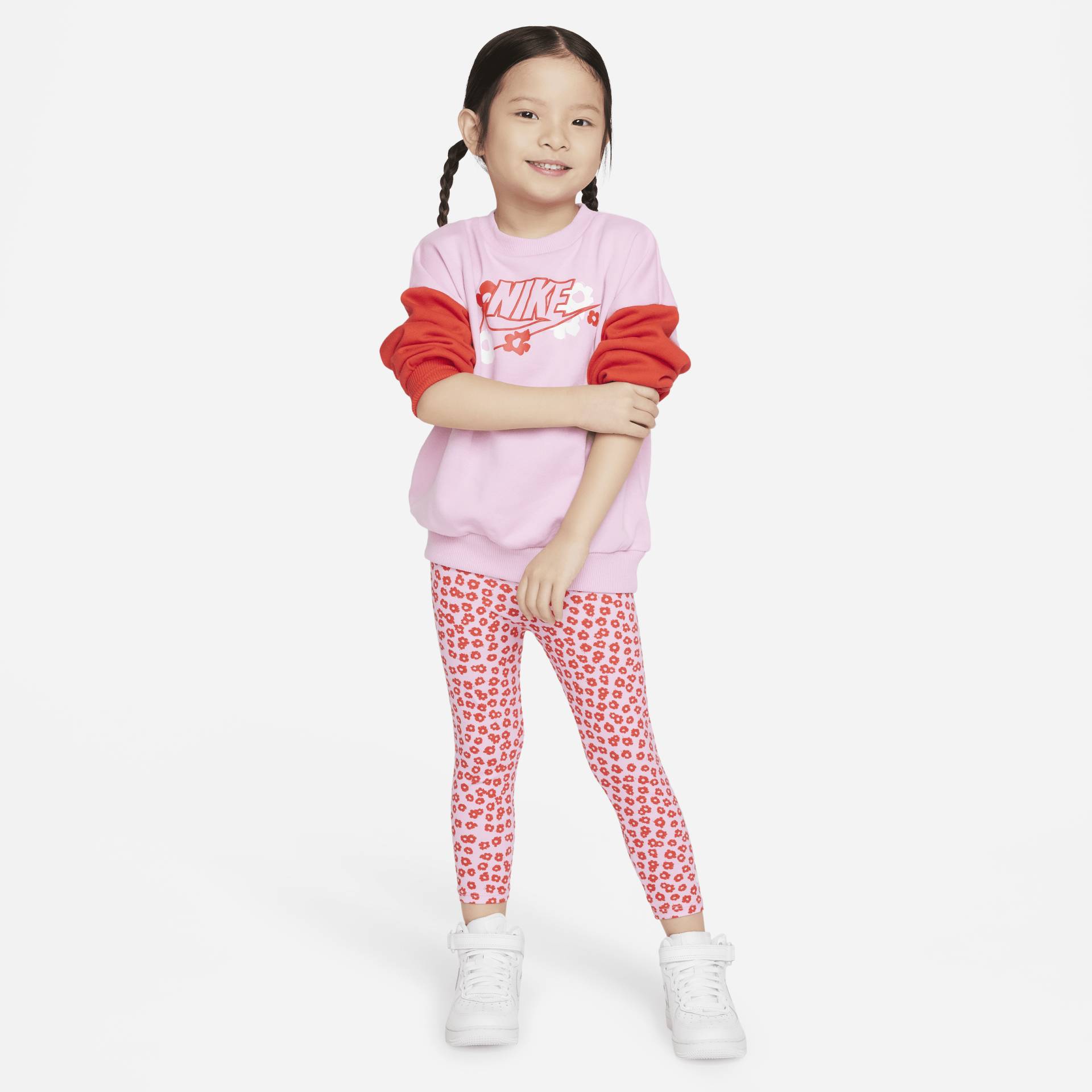 Nike Floral Set aus Rundhalsshirt und Leggings für Kleinkinder - Pink von Nike