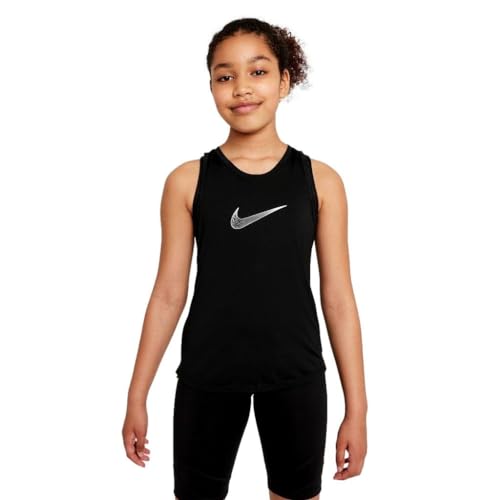 Nike Girls G NK DF ONE Tank GX Vest, Black/White, XS von Nike