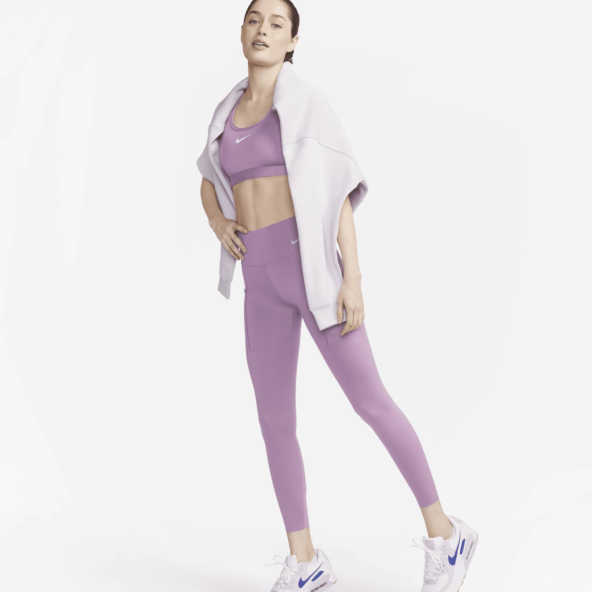 Nike Go 7/8-Leggings mit starkem Halt, mittelhohem Bund und Taschen für Damen - Lila von Nike