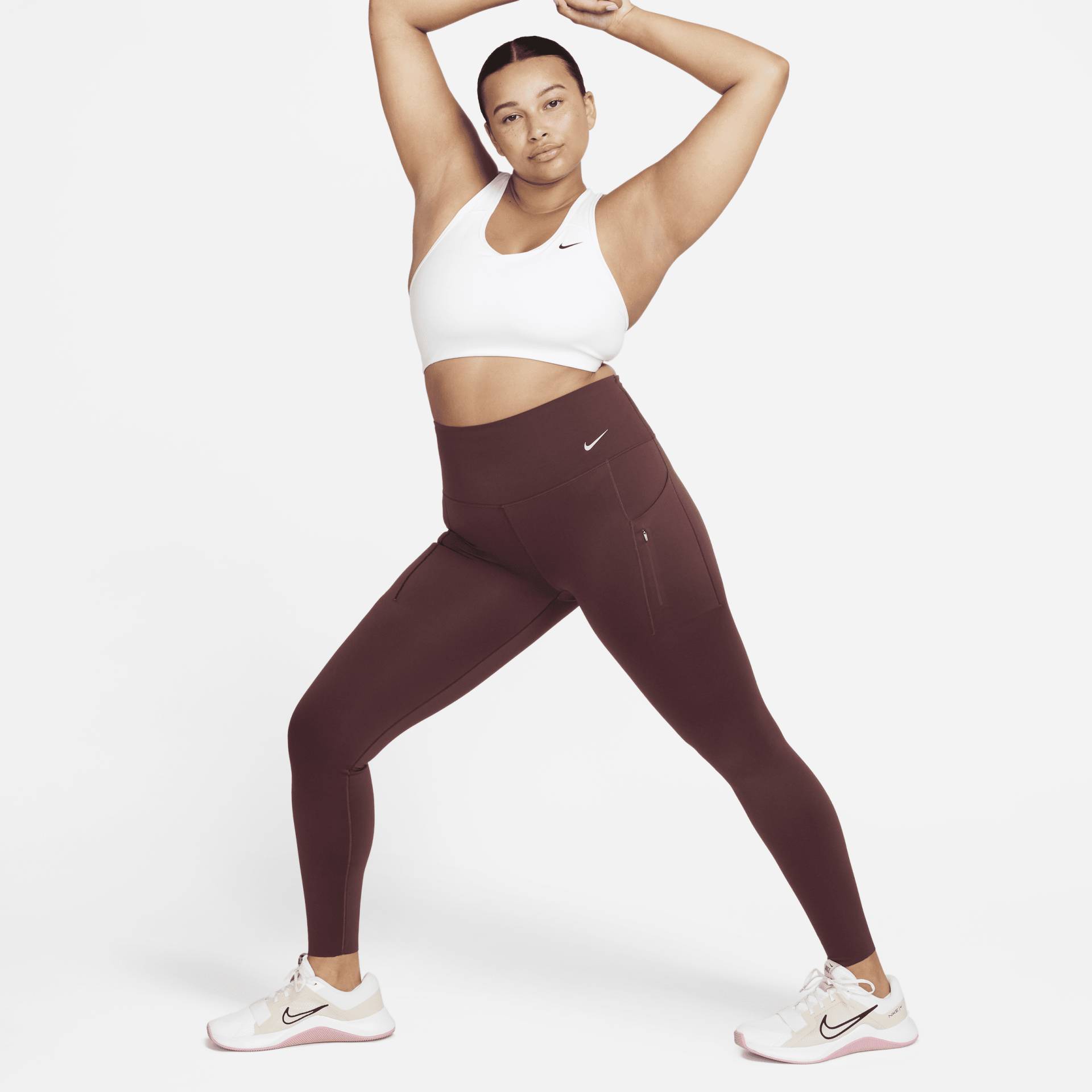 Nike Go Leggings in voller Länge mit Taschen, starkem Halt und hohem Bund für Damen - Rot von Nike