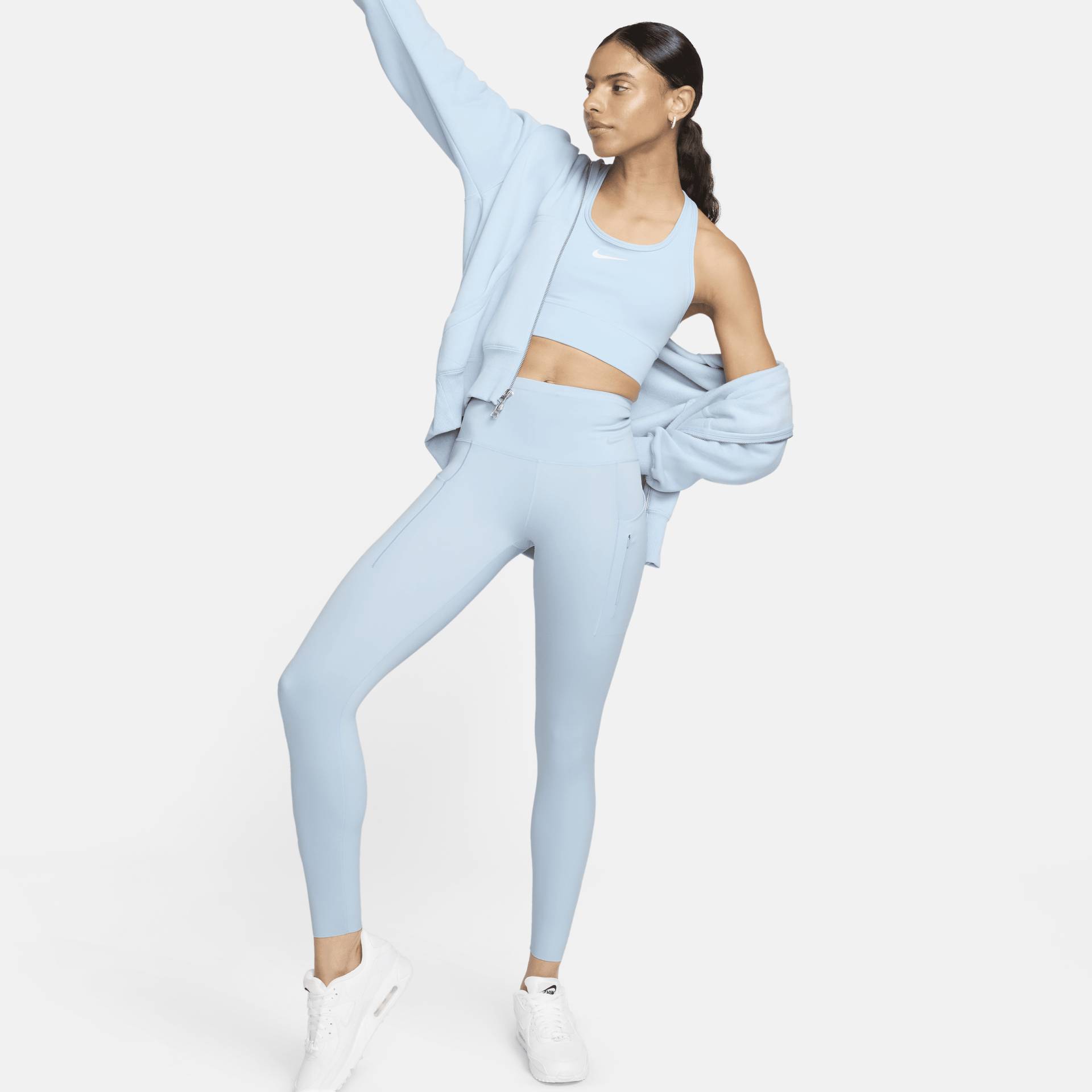 Nike Go Leggings in voller Länge mit starkem Halt, mittelhohem Bund und Taschen für Damen - Blau von Nike