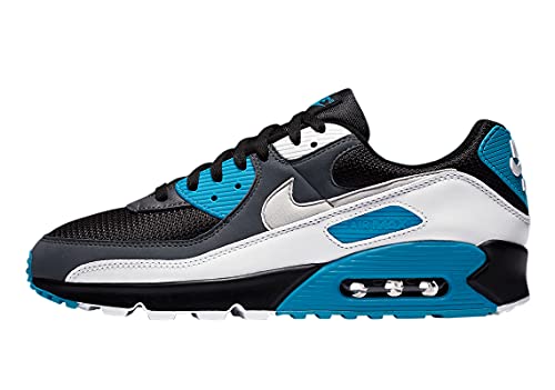 Nike Herren AIR MAX 90 Laufschuh, Black/Neutral Grey-Dk Grey-White-Laser Blue-MTLC Silver, 44.5 EU von Nike