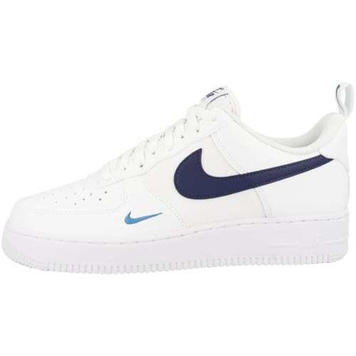 Nike Herren Air Force 1 '07 Sneaker, White Deep Royal Blue Lt Photo Blue, 44.5 EU von Nike