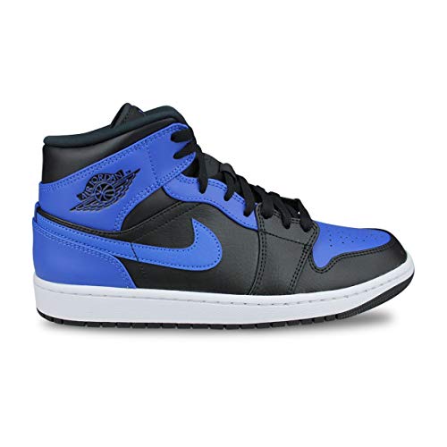 Nike Herren Air Jordan 1 Mid Basketballschuhe, Schwarz Blau Schwarz Hyper Royal White, 44 EU von Nike