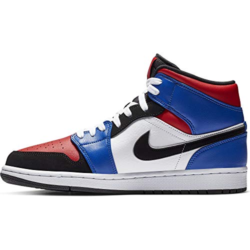 Nike Herren Air Jordan 1 Mid Fitnessschuhe, Mehrfarbig (White/Black/Hyper Royal/University Red 124), 44.5 EU von Nike