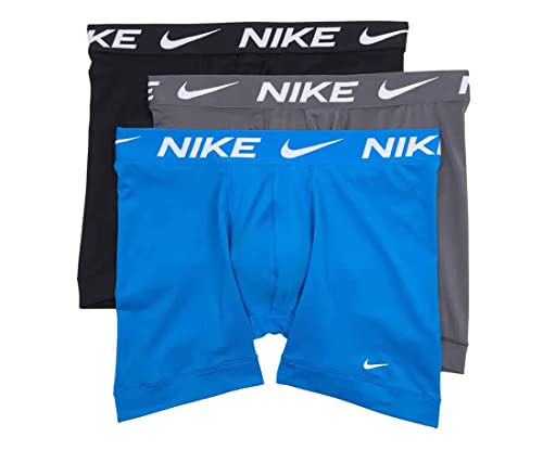Nike Essential Micro Boxershorts für Herren, 3er-Pack, Schwanrz/Grau/Blau, Large von Nike