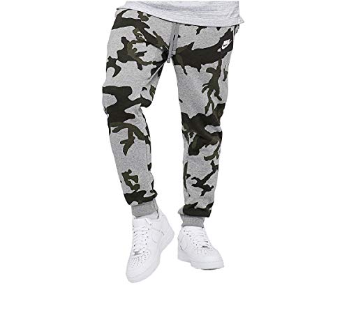 Nike Herren Hosen Mens Club Fleece Jog Pant Camo Track Pant Cuffed Tracksuit Bottoms Grey New AH7020 (Medium) von Nike