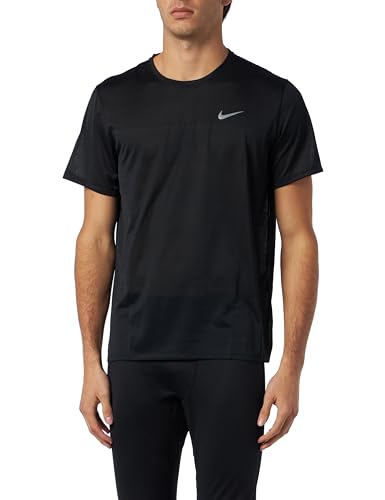 Nike Herren M NK DF Miler Breathe SS Vest, Black/Reflective SILV, Large von Nike