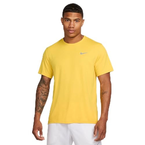 Nike Herren M NK DF UV Miler SS T-Shirt, Vivid Sulfur/Reflective SILV, XL von Nike