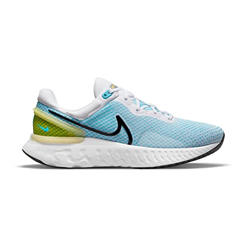 Nike Herren React Miler 3 Running Shoes, White/Black-Chlorine Blue-Vivid Sulfur, 41 EU von Nike