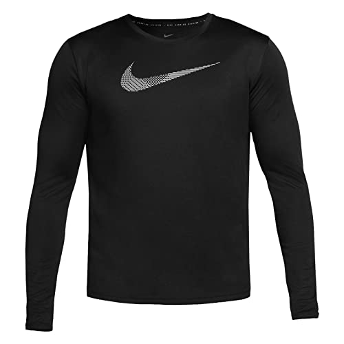 Nike Herren Run Divison Miler Sweatshirt, Black/Reflective Silv, M von Nike