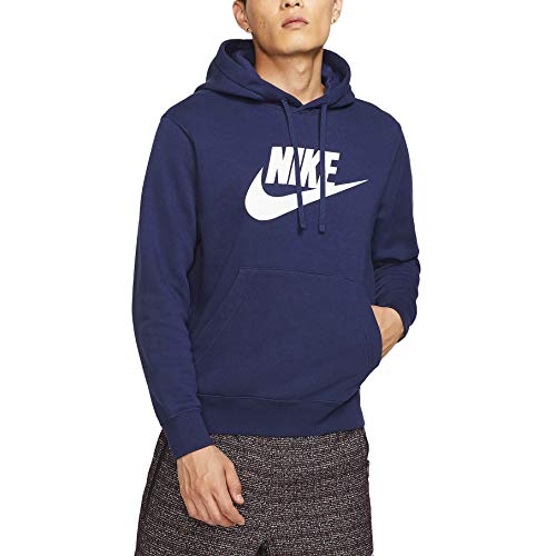 Nike Herren Sportswear Club Fleece Kapuzenpullover, Blau/Weiß (Midnight Navy/Midnight Navy/White), XS von Nike