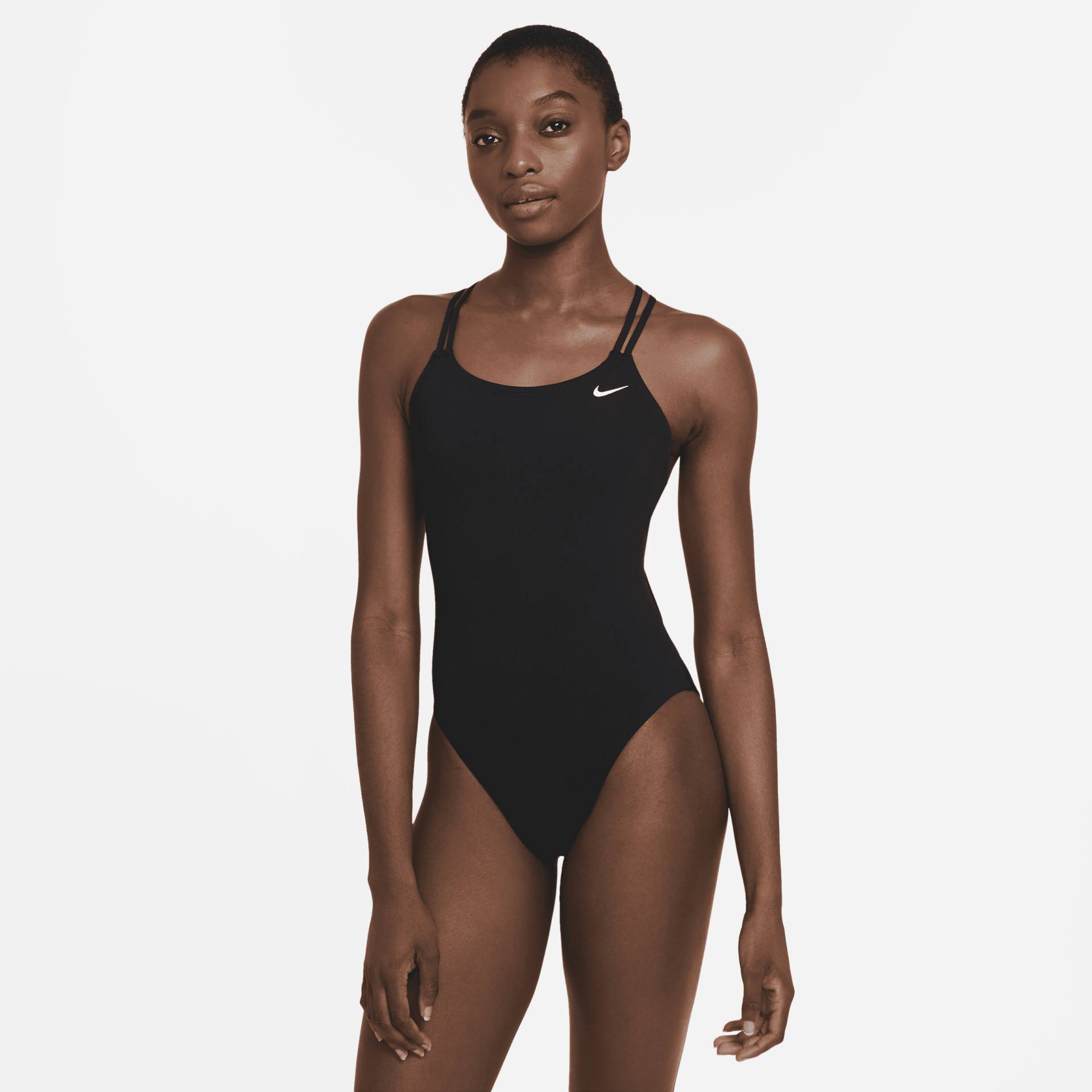 Nike HydraStrong Solid Einteiliger Damen-Badeanzug mit Spiderback-Design - Schwarz von Nike