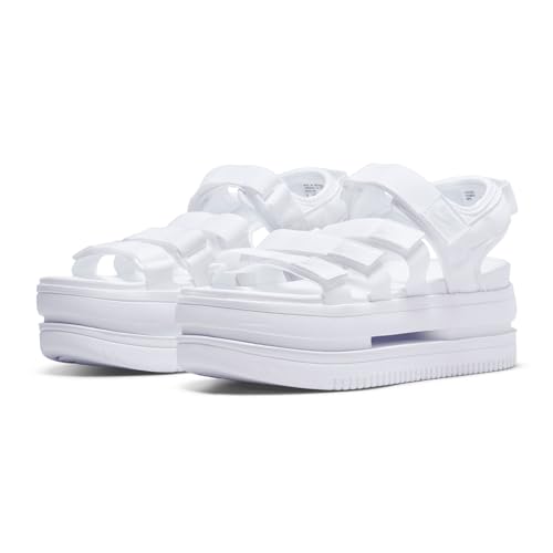 Nike Icon Classic Damen Plateau-Sandale Sandalette mit klassischen Basketball-Details DH0223 100 Sommer-Schuhe Freizeit-Schuhe Weiß, Größe:40 1/2 von Nike