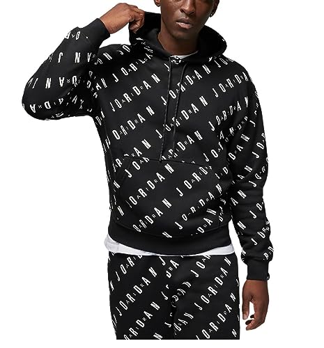 Nike Jordan Essentials Herren Fleece Pullover Hoodie, Schwarz/Weiß/Weiß, Large von Nike