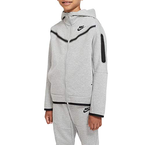 Nike Jungen Sw Tch Kapuzenpullover, Dk Grey Heather/Black, S Nike Jungen Sw Tch Kapuzenpullover, Dk Grey Heather/Black, S von Nike