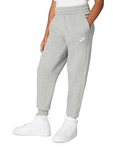 Nike K NSW Club FLC JGGR LBR-Hose, DK Grey Heather/Base Grey/Weiß, X-Large Unisex von NIKE