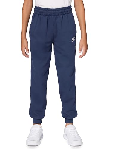Nike K NSW Club FLC JGGR LBR Pants, Midnight Navy/Weiß, X-Small Unisex von Nike