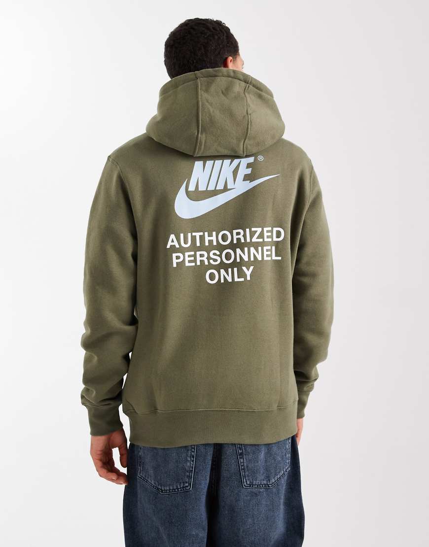 Nike - Kapuzenpullover in Khaki mit Swoosh-Grafikprint auf dem Rücken-Grün von Nike