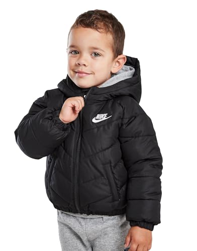 Nike Kids Padded Jacket Core Just Do It Full Zip Hooded Coat Black 86K082 023 New (as3, age, 3_years, 4_years, regular) von Nike