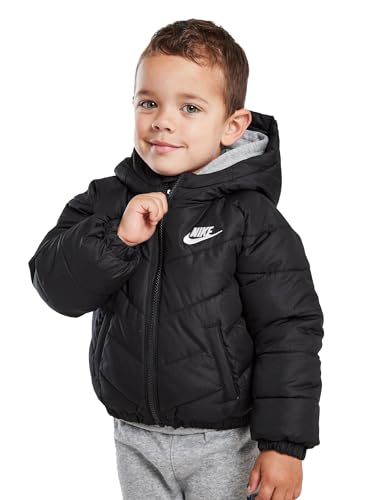 Nike Kids Padded Jacket Core Just Do It Full Zip Hooded Coat Black 86K082 023 New (as3, age, 4_years, 5_years, regular) von Nike