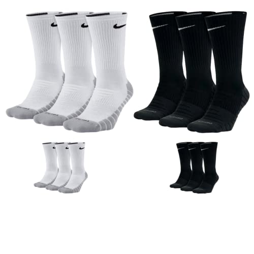 Nike Kniestrümpfe SX5547 Everyday Max 6-18 Paar Socken Damen Herren Weiß Grau Schwarz, Größe:34-38, Sockenfarbe:3 Paar weiss 3 Paar schwarz von Nike