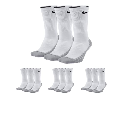 Nike Kniestrümpfe SX5547 Everyday Max 6-18 Paar Socken Damen Herren Weiß Grau Schwarz, Größe:34-38, Sockenfarbe:9 Paar weiss von Nike