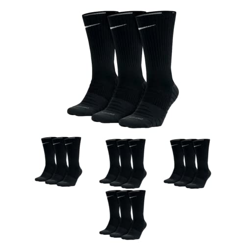 Nike Kniestrümpfe SX5547 Everyday Max 6-18 Paar Socken Damen Herren Weiß Grau Schwarz, Größe:38-42, Sockenfarbe:12 Paar schwarz von Nike