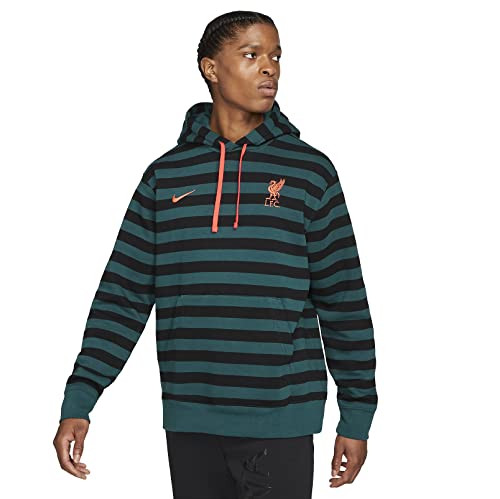 NIKE Liverpool F.C. Herren Fleece Pullover Hoodie (S, Dark Atomic Teal/Black/Bright Crimson), Dark Atomic Teal/Black/Bright Crimson, S von Nike