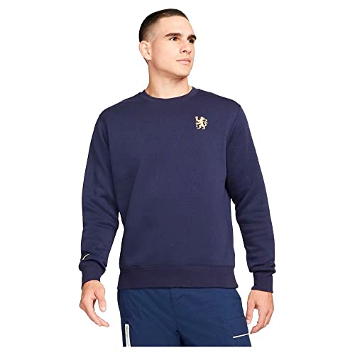 Nike Men's CFC M NSW Club Crew BB Sweatshirt, Blackened Blue/Jersey Gold, L von Nike