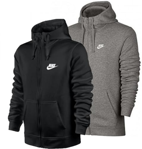 Nike Mens M NSW Club Hoodie FZ BB Sweatshirt, Black/Black/Iron Grey/White, S von Nike