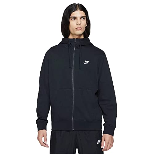 Nike Mens M NSW Club Hoodie FZ BB Sweatshirt, Black/Black/Iron Grey/White, XL von Nike