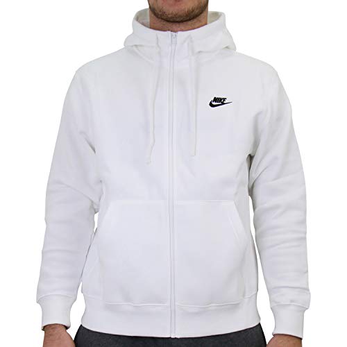 Nike Mens M NSW Club Hoodie FZ BB Sweatshirt, White/White/(Black), XL von Nike