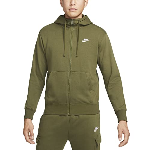 Nike Mens M NSW Club Hoodie FZ FT Sweatshirt, Rough Green/Rough Green/White, S von Nike