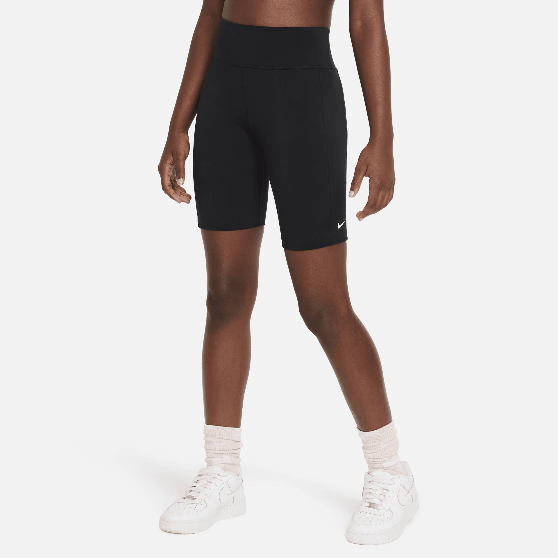 Nike One Leak Protection: Periodensichere Bike-Shorts mit hohem Taillenbund für ältere Kinder (Mädchen) (ca. 18 cm) - Schwarz von Nike