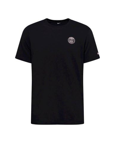 Nike Paris Saint-Germain Meister-T-Shirt für Herren, Schwarz, Baumwolle, mit Vereinswappen und Swoosh-Logo von Nike