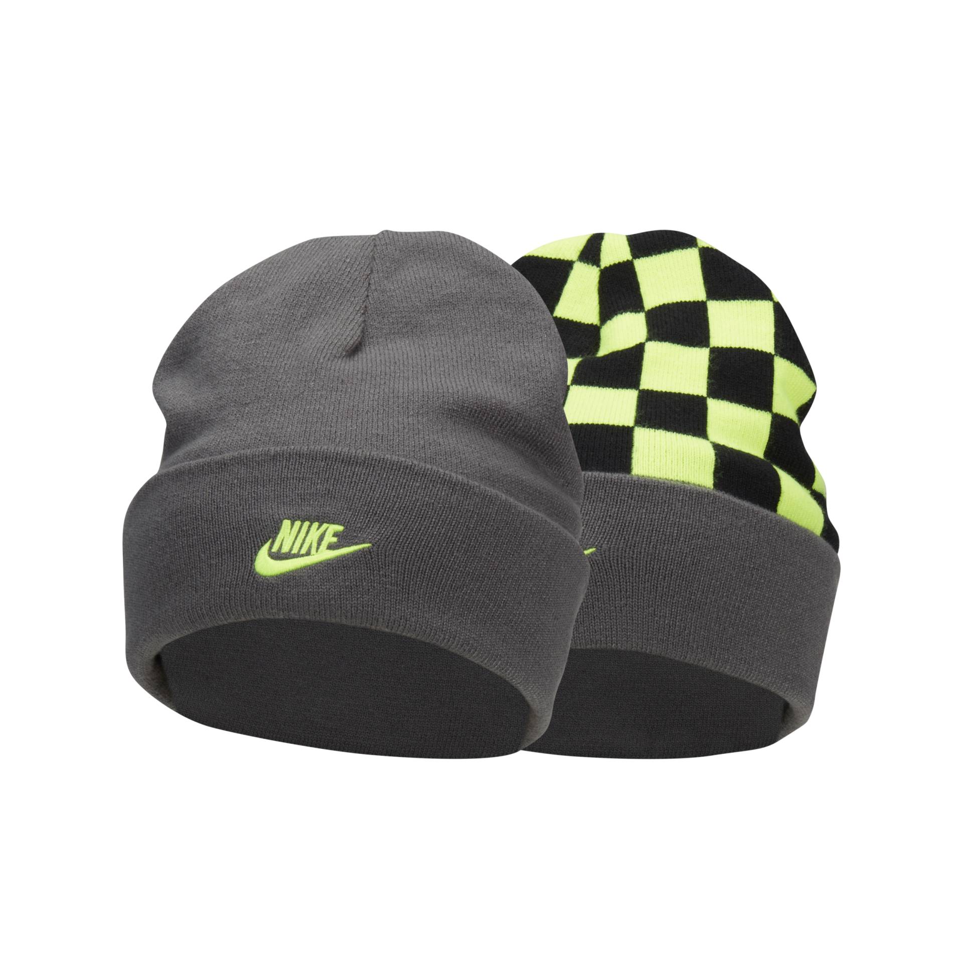 Nike Peak wendbare Smiley-Beanie mit hohem Bündchen für Kinder - Grau von Nike