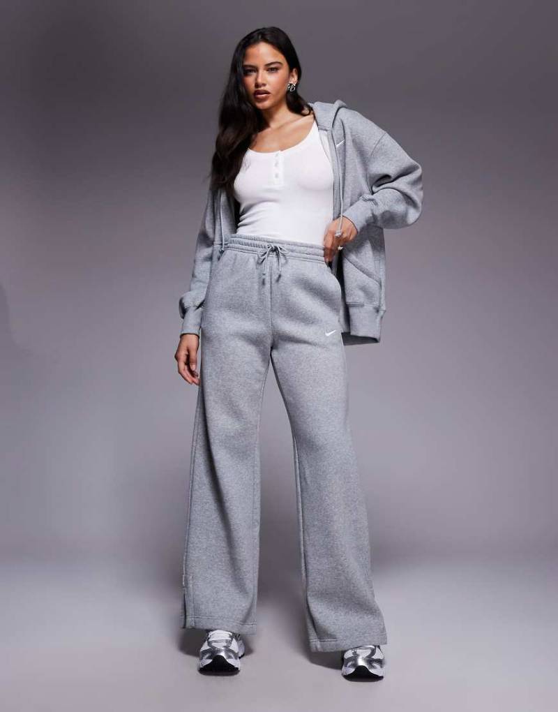 Nike - Phoenix Fleece - Jogginghose in Grau mit weitem Bein und hohem Bund von Nike