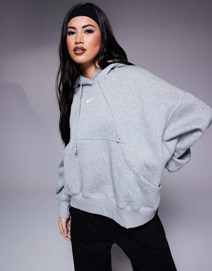 Nike - Phoenix Fleece - Kapuzenpullover in Grau mit extremer Oversize-Passform von Nike